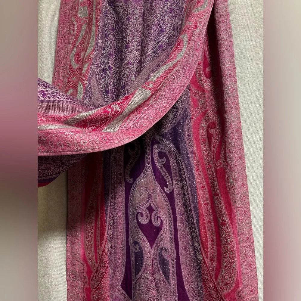 Collection Eighteen Purple Potion Elegant Pink and Purple Paisley Scarf NWT